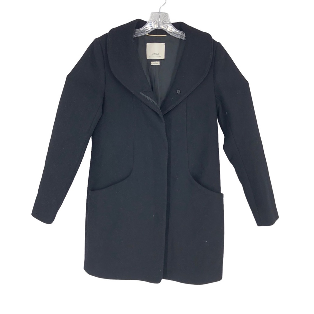 Aritzia Wilfred Black Cocoon Coat Wool & Cashmere Blend Size Small